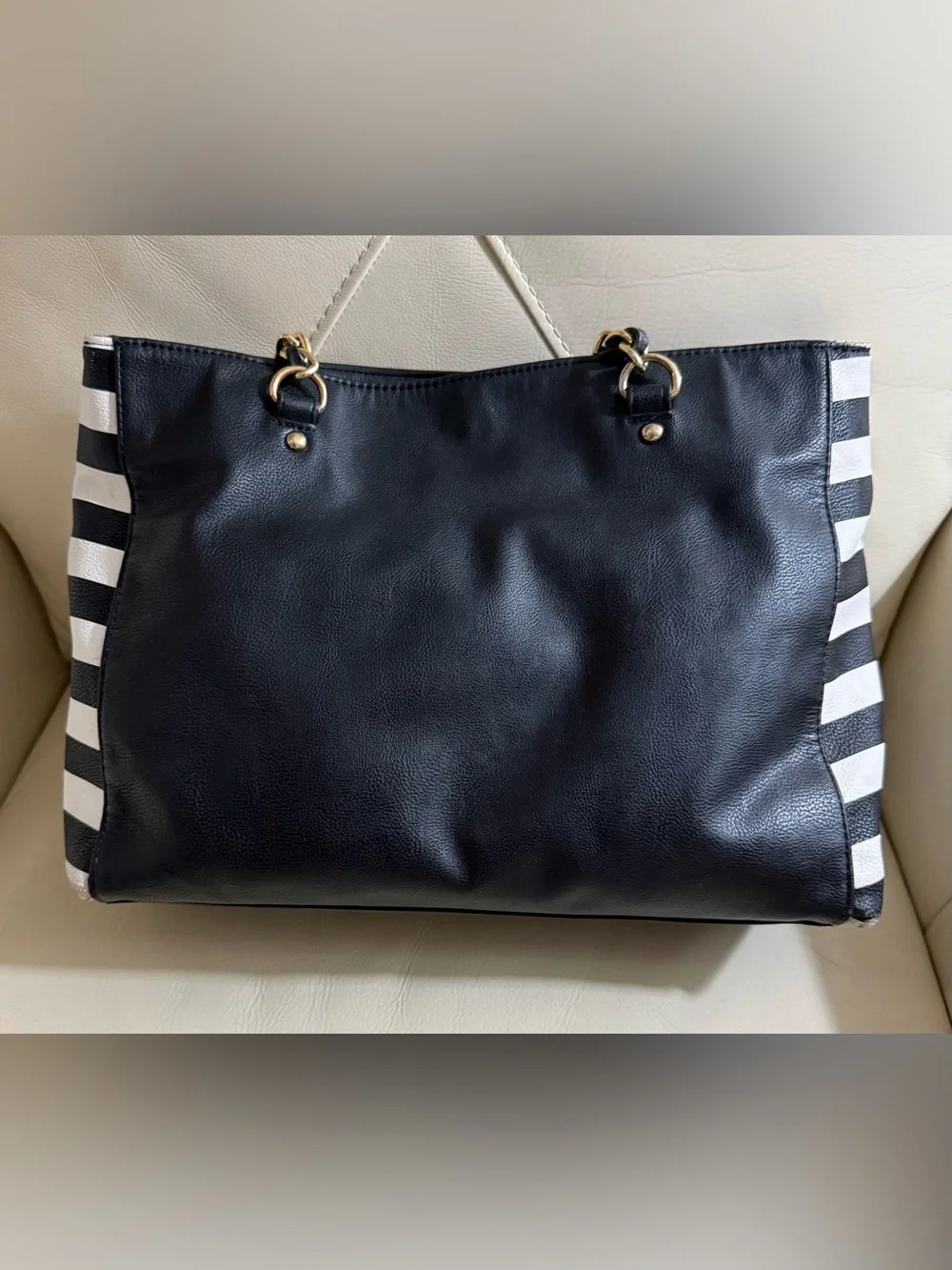 Betsey Johnson Black Shoulder Tote with Gold Chain Straps